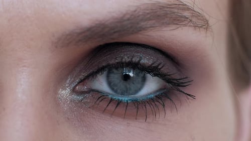 Video of a Woman Opening Her Blue Eye