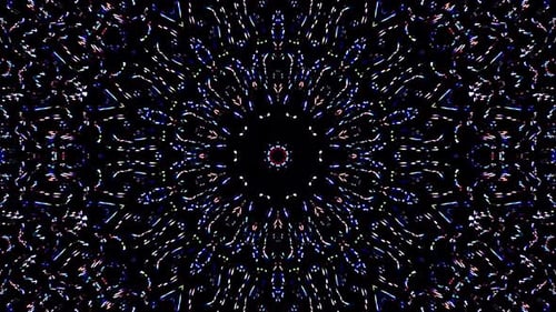 3D abstract lines colorful light shining round shape in center, black background