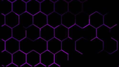 Animated Purple Neon Hexagon Grid Background Loop