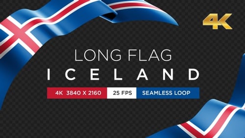 Waving Flag of Iceland Animated Graphic