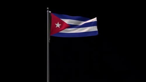 Waving Cuban Flag on Flagpole Animation
