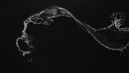 Water Splash in Slow Motion on Black Background