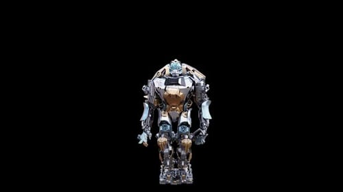 3D Animated Robot Character Performing Dynamic Movement