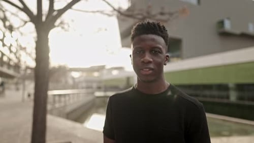 Cool Black African American Man in a Downtown City Center
