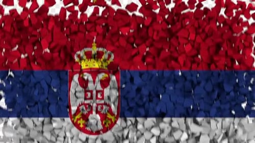 Serbian Flag Shatter and Reveal Animation