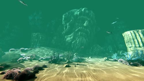 Ancient Statue Under Water