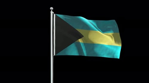 Realistic Waving Flag of The Bahamas on Black Background