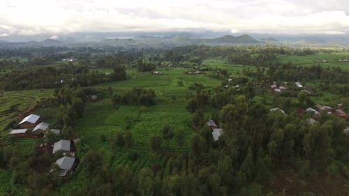 Aerial view of a village in Uganda