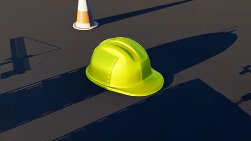 Bright Green Safety Hard Hat on Construction Site