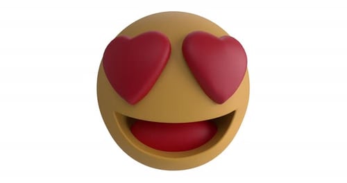 3D Animated Love Heart Eyes Emoji Icon Spinning Loop