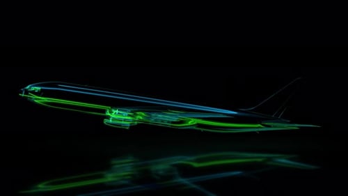 Futuristic Digital Airplane Construction Animation