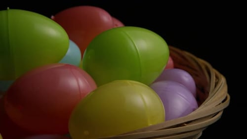 Colorful Plastic Easter Eggs Filling Basket
