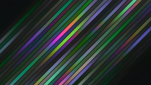 Colorful diagonal stripes shimmer on black background
