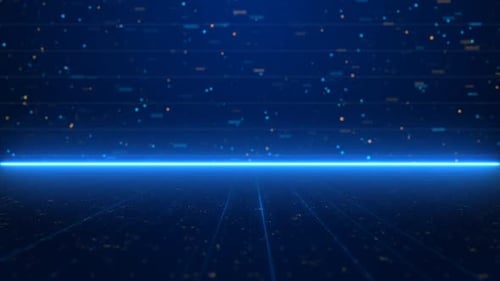 Futuristic Digital Background with Blue Glowing Lines and Particles