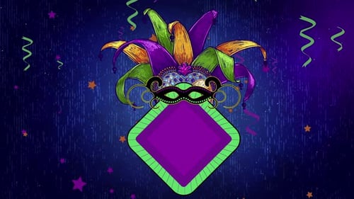 Vibrant Animated Mardi Gras Carnivale Jester Mask Background