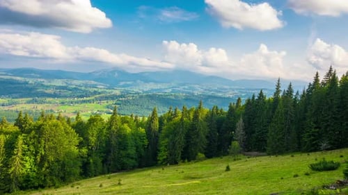 Mountain Landscape with a Fast Clouds and Shadows