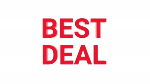 Best Deal Text Motion Graphic Element Minimalistic Animation Red on White Background