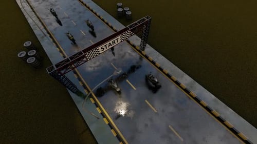 Motor Racing Track Start Line Aerial View