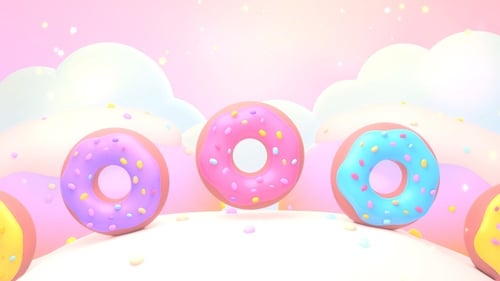 Colorful Bouncing Donuts with Sprinkles Looping Background Animation