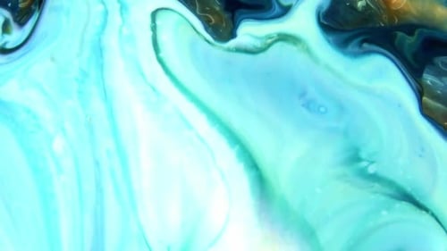 Abstract Paint Swirls of Blue, White, and Yellow