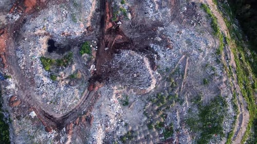 Aerial Drone View of Large Garbage Landfill Trash Dump