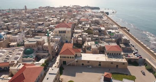 Aerial view of view Old City of Acre, Acre, Israel.
