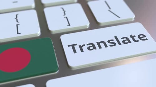 TRANSLATE Text and Flag of Bangladesh on the Keys
