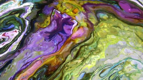Abstract Fluid Art with Purple, Green, and Gold