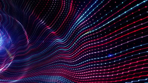 3D Big Data Digital Tunnel Square with Futuristic Matrix