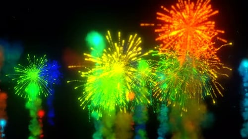 Orbiting Colorful Fireworks Seamless Loop