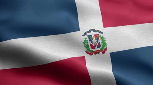 Dominican Republic National Flag Realistic Waving Loop