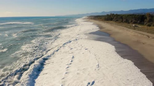 Aerial view of a sand beach