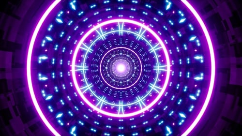 Multiple Neon Lamp Tunnel