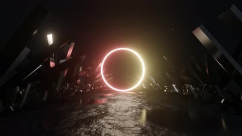 Abstract Neon Glowing Ring Intro Animation