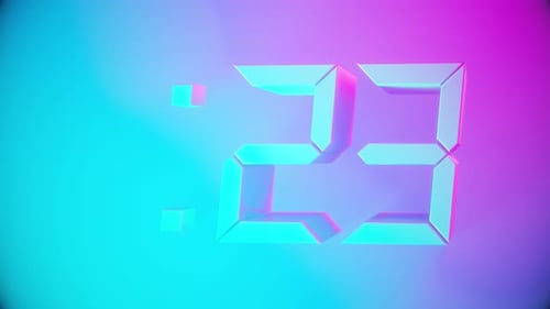 Digitale 3D-Retro-Countdown-Timer-Uhr mit TV-Verzerrung, 30 Sekunden
