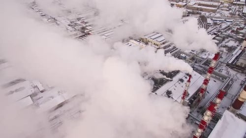 Aerial View of Smokestacks