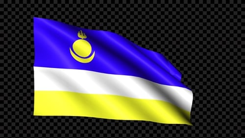 Animated Waving Flag Blue White Yellow with Alpha Channel