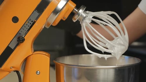 Orange Stand Mixer Whips Meringue Dessert