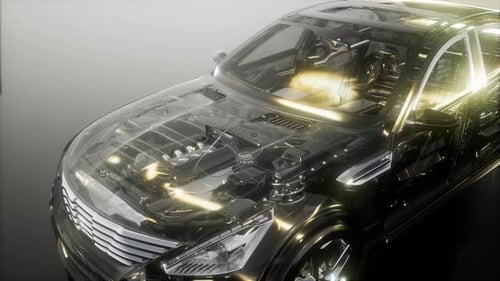 Motor y otras piezas visibles en el automóvil