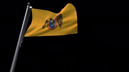Waving Golden Flag with Heraldic Eagle Crest