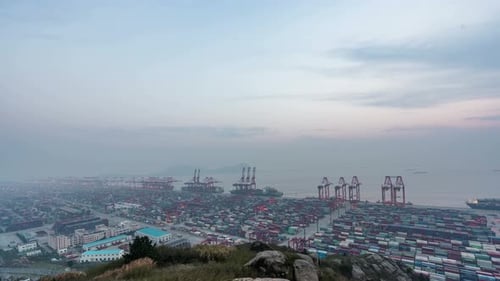 Timelapse of container terminal in Shanghai china