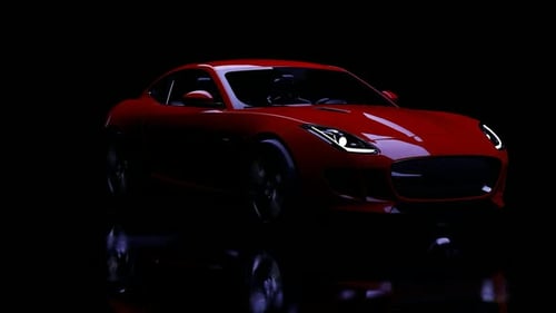 Modern Red Sports Car Light Reveal Animation with Rotating Camera