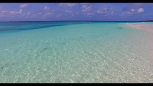 Aerial drone travel of luxury coastline beach holiday by transparent ocean and white sand background