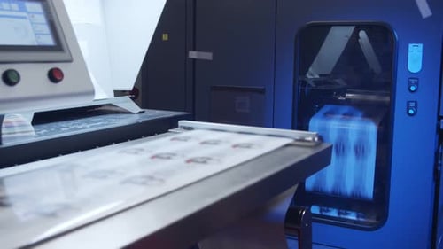 Printing Machine Prints Copies on Conveyor Belt