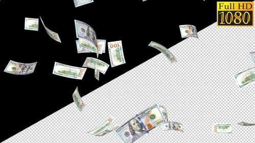 Falling Money 100 Dollars On Alpha Channel Loops V2