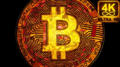 Bitcoin cryptocurrency blockchain technology peer to peer decentralized crypto 4K alpha matte loop