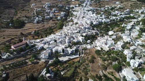 Village of Lefkes on the island of Paros in the Cyclades in Greece from the sky