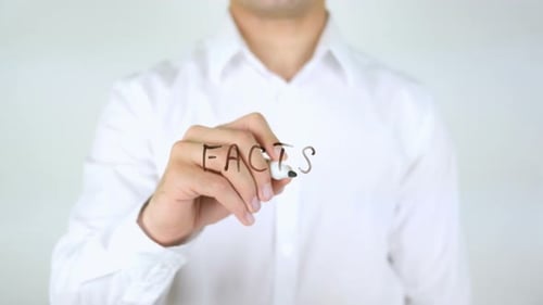 Man Writes the Word FACTS on Screen