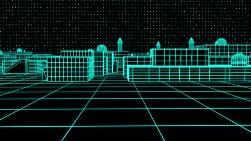 Estructura alámbrica ciudad 01 4k