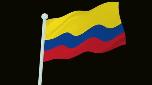 Realistic Colombia Flag Waving Loop Animation